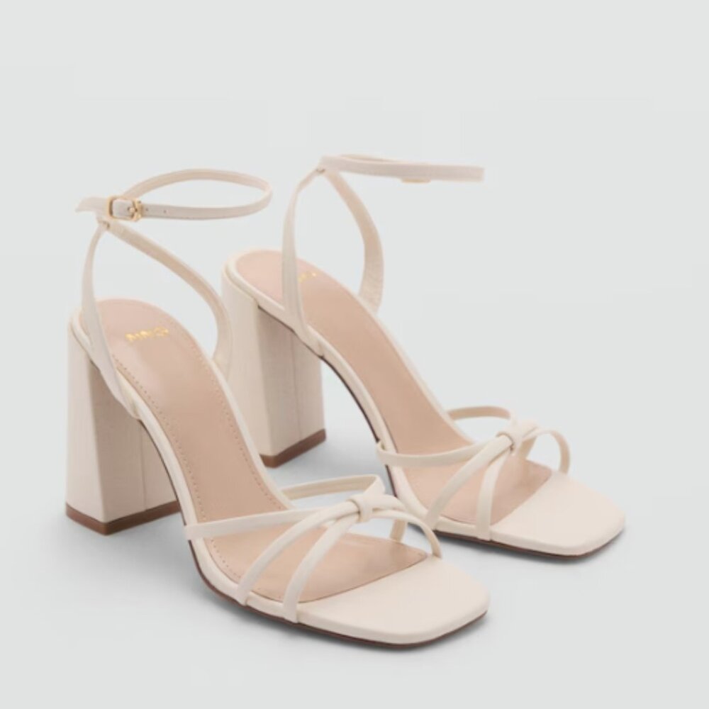 Mango Strappy Nude Heeled Sandals Size 5